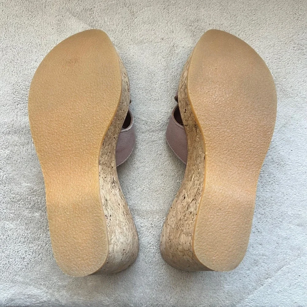 K.‎ Jacques St. Tropez Women 9-9.5 EU 40 Mauve Taupe Suede Wedge Platform Sandal